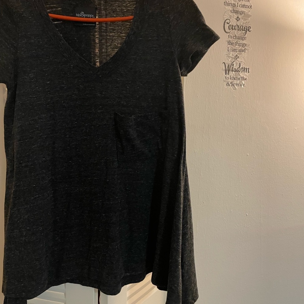 Black Poppy High Low Grey Top with Pocket XS